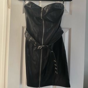 Black Leather L Strapless Dress Like New